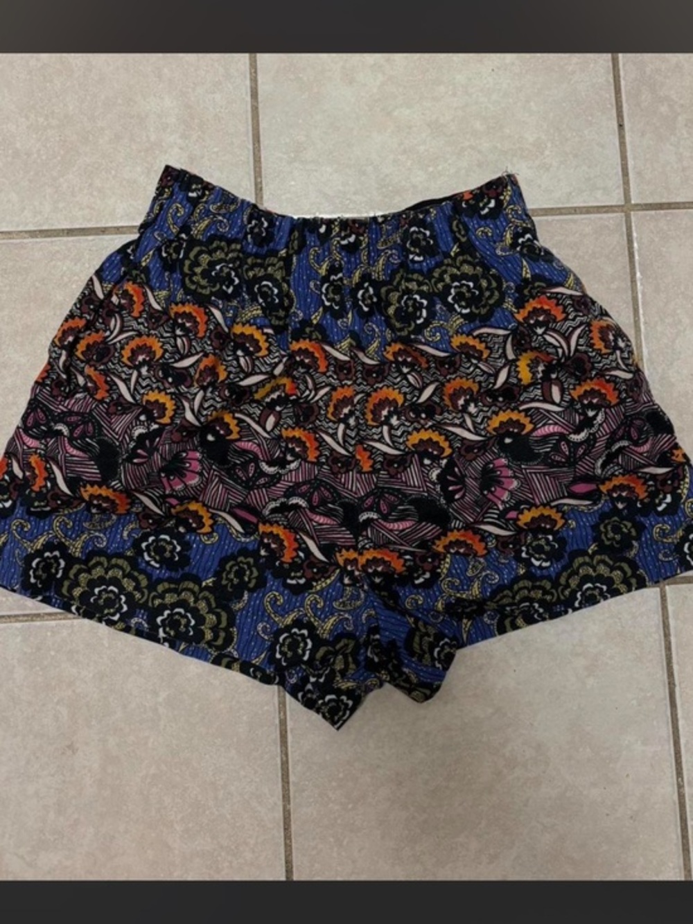 Zara Multicolor Flora Shorts in Blue, Black, Orange, Pink